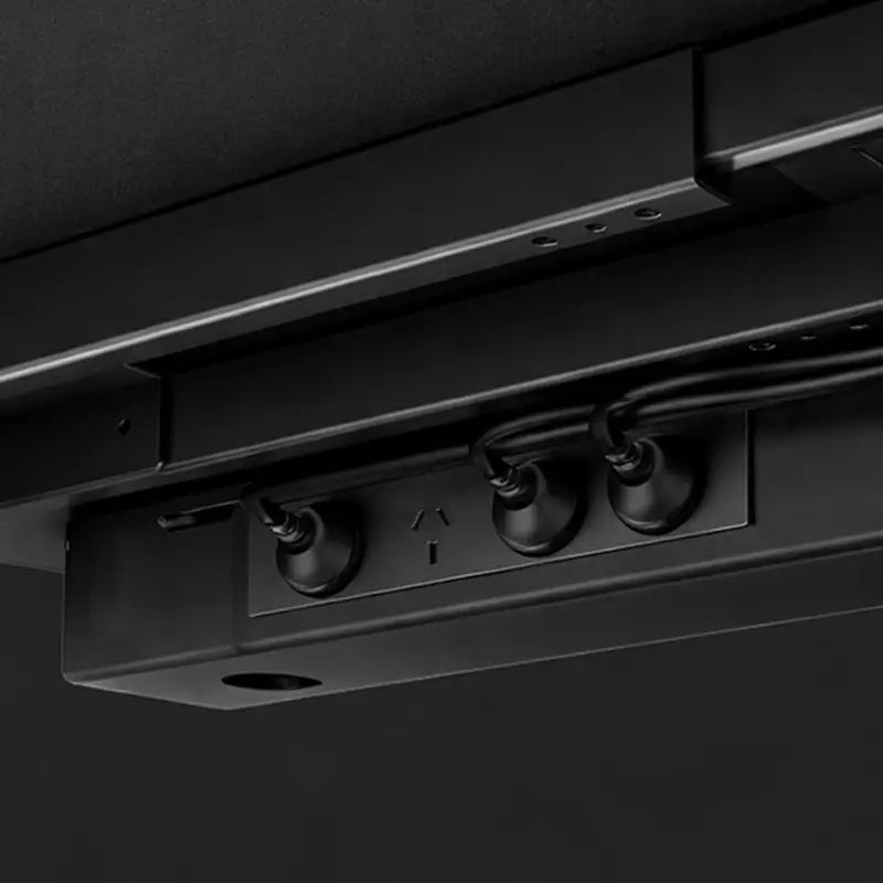 PowerRail cable management bar in black with GPU power outlets closeup