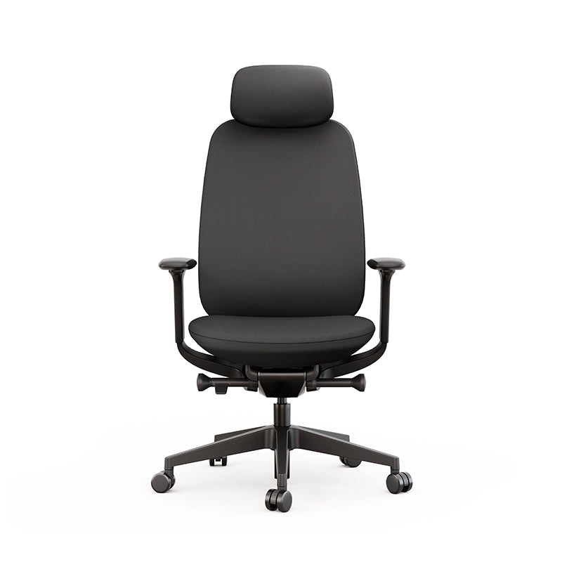 Black high back office chair with headrest and arm rests