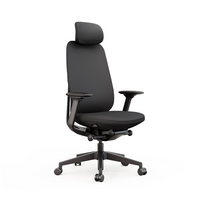 Ergonomic office chair in black with adjustable lumbar support and armrests