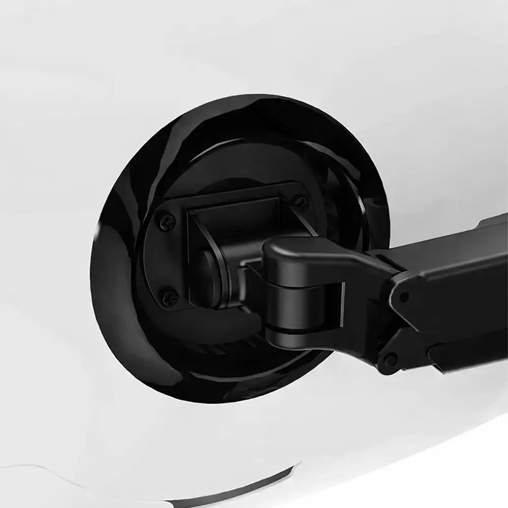 Omnidesk Black Monitor arm for G9 Samsung Odyssey curved screen showing connection type