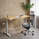 Natural Hevea Ascent model ergonomic desk with white frame