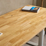 Natural Hevea Hardwood desk with finger-joined pannels