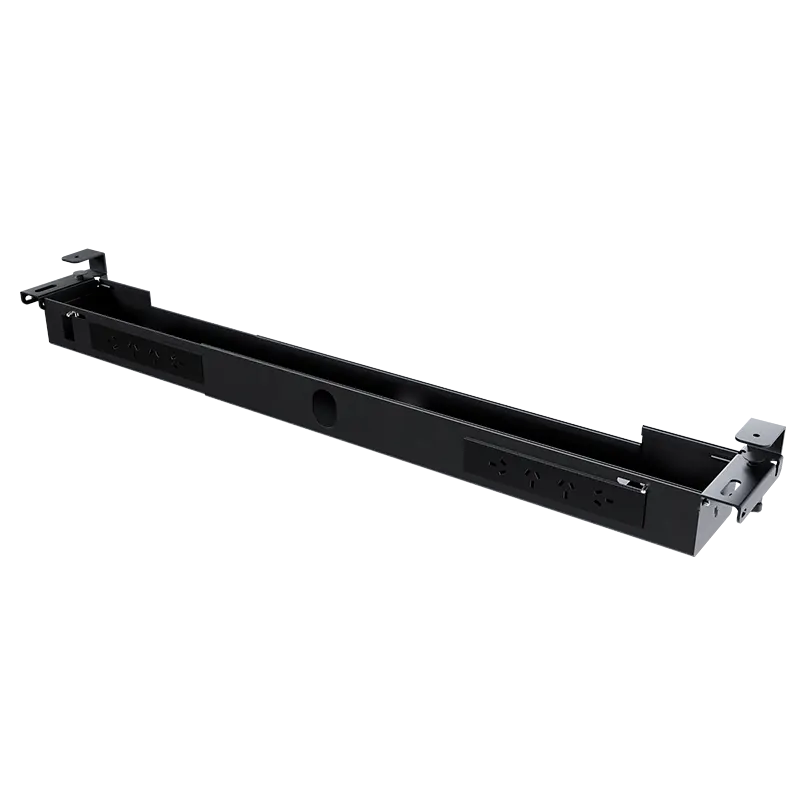 Omnidesk PowerRail Clamp on cable management with 8 power GPUs for standing desk