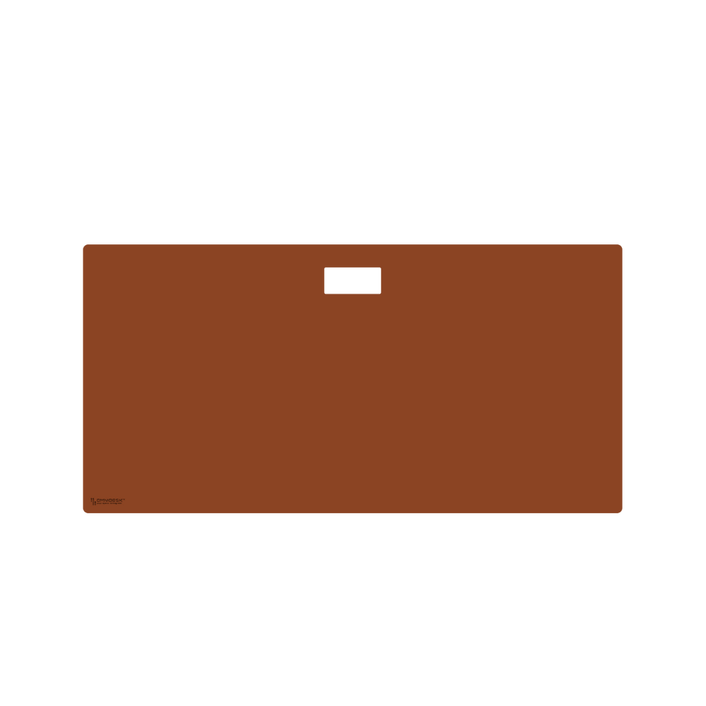 Omnidesk Titus Plus desk mat in tan PU leather full desk coverage Large Straight edge