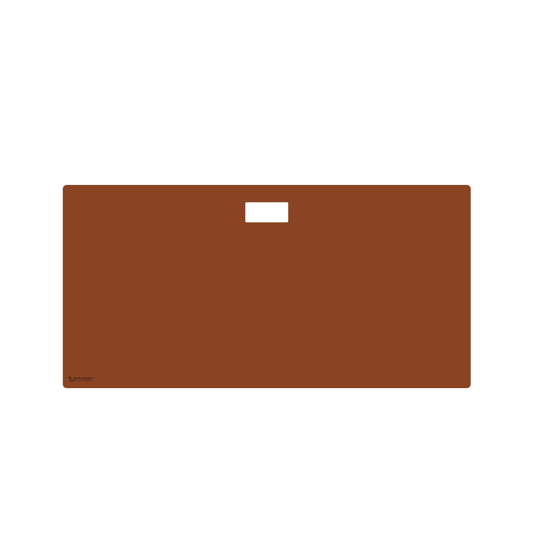 Omnidesk Titus Plus desk mat in tan PU leather full desk coverage Large Straight edge
