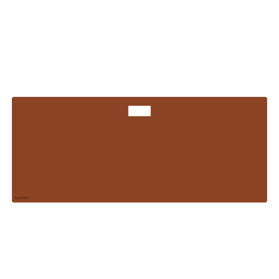 Omnidesk Titus Plus desk mat in tan PU leather full desk coverage XL Straight edge